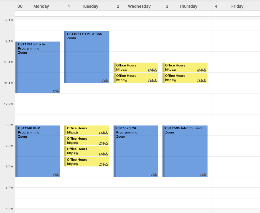 teaching schedule