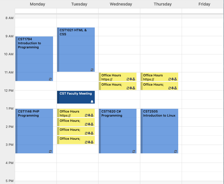 teaching schedule