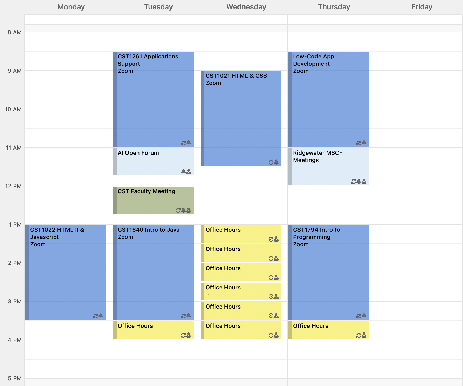 teaching schedule